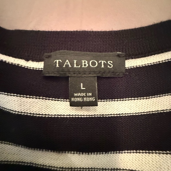 Talbots Black/White Sleeveless Striped Sweater Tank Top Size Large - Picture 4 of 7